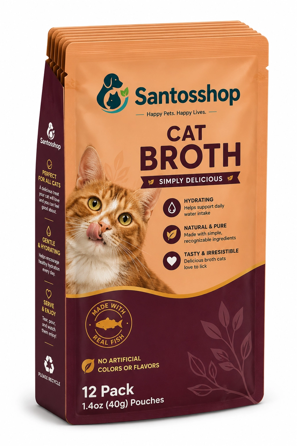 Santos | Hydrating Real Fish Cat Broth Pouches 12 Pack - Image 2