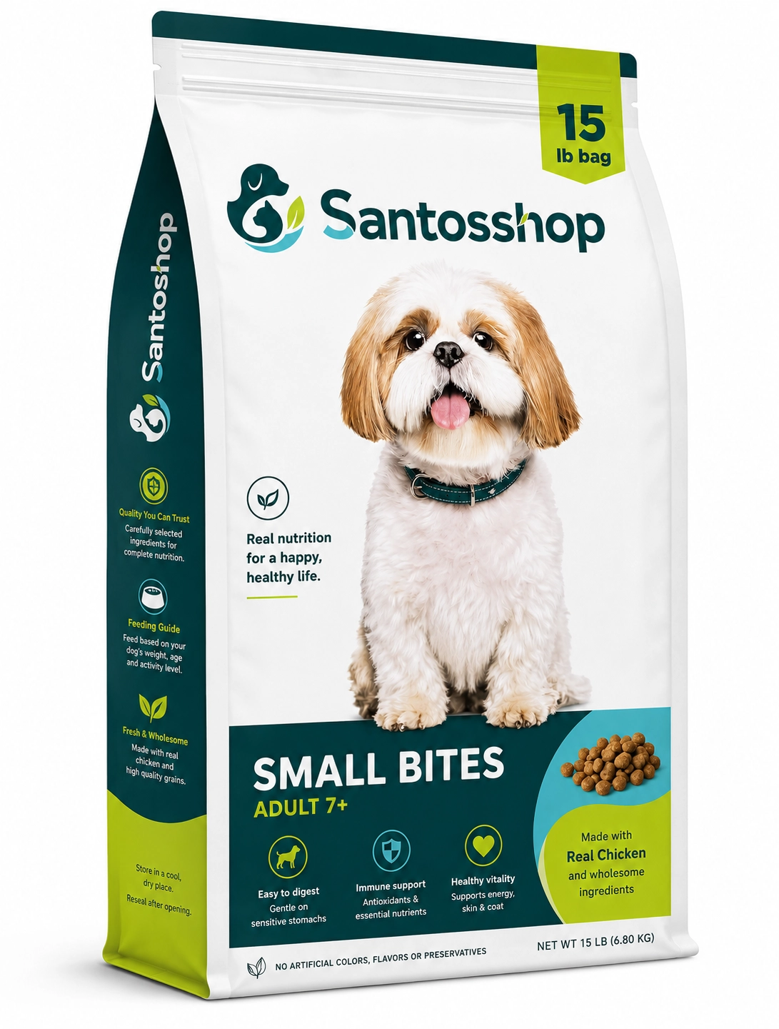 Santos | Small Bites Adult 7+ Real Chicken Dry Dog Food - Image 2