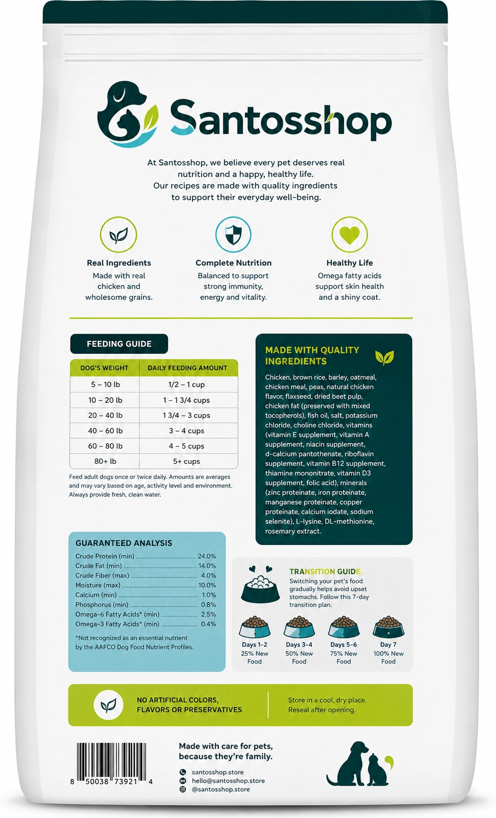 Santos | Small Bites Adult 7+ Real Chicken Dry Dog Food - Image 3