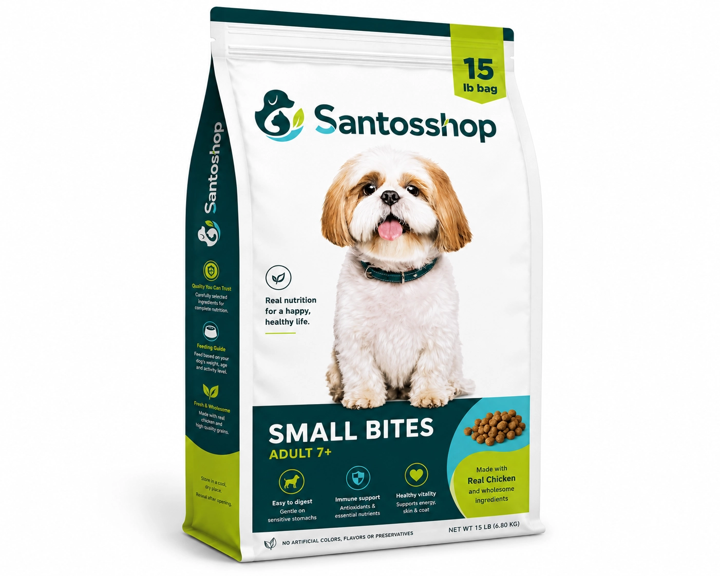 Santos | Small Bites Adult 7+ Real Chicken Dry Dog Food - Image 4