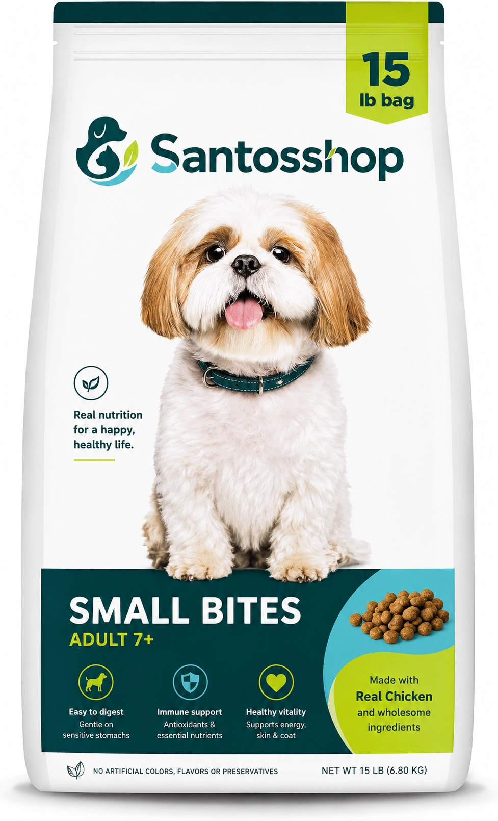 Santos | Small Bites Adult 7+ Real Chicken Dry Dog Food